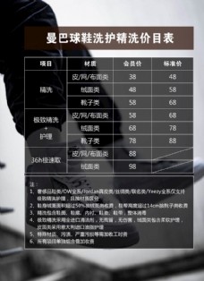 球鞋洗护价目表