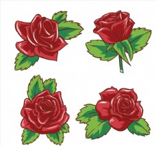 特色美丽红玫瑰花矢量素材