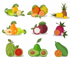卡通菠萝彩色水果设计矢量素材