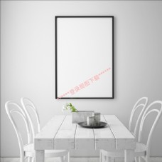餐厅桌椅椅子空白挂画