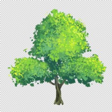 绿树树木插画绿色立体海报素材