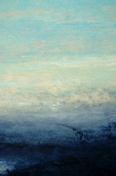 油画抽象天空大海蓝色