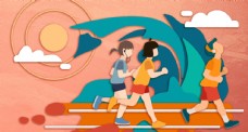 动物画运动健身跑步人物插画素材