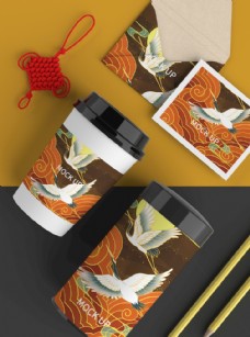 咖啡杯国潮品牌中国风文创样机