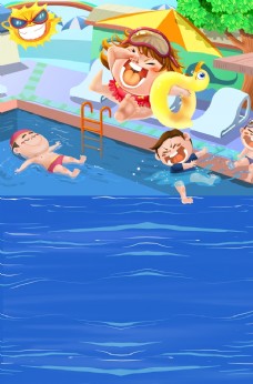 儿童游泳插画