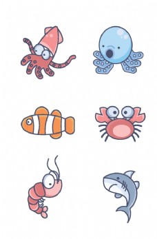 卡通海洋动物图案