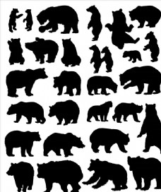 生活剪影熊的各种生活造型剪影矢量合集