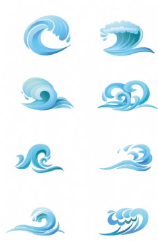 中国风设计蓝色海浪元素