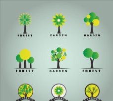 森林树木树木和森林标志装