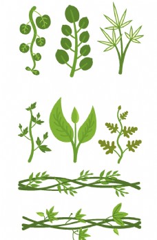 茶卡通藤蔓绿植素材