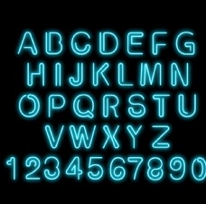 字体设计9数字字母发光字母