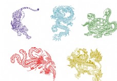中国风设计中国四大神兽麒麟