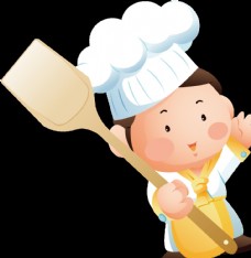 卡通小孩厨师美食logo