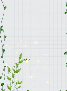 小清新网格简单植物边框背景