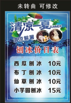 蓝莓饮料麻辣公寓冰粉价目表宣传海报