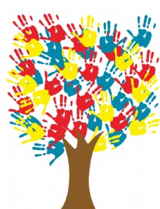 班服定制手掌树创意树手掌印油漆彩色