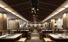 餐厅新中式餐饮空间大厅设计