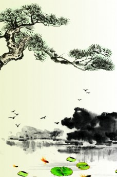 水墨中国风中国风水墨画海报背景展板