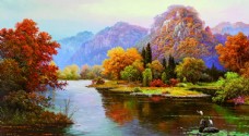 高清山水风景油画