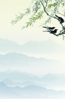 水墨中国风海报展板矢量背景