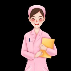 粉色衣服人物女护士