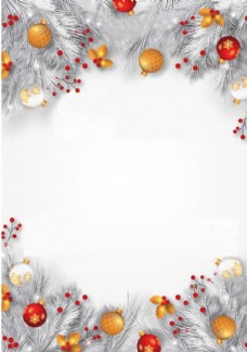 圣诞节雪松相框海报