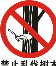 禁止砍伐树木矢量图
