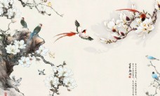 中华文化花鸟背景墙