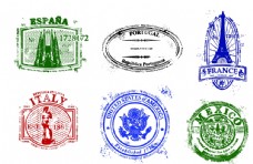墙纸矢量邮戳邮票世界著名国家