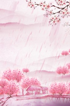 动漫图案粉色桃花背景