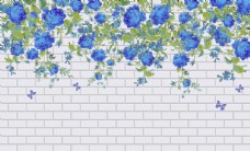 欧式花纹背景藤条花卉背景墙