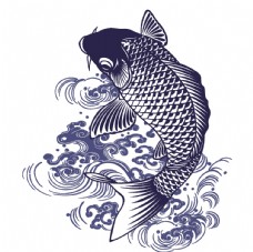 中国风设计鲤鱼插画图案