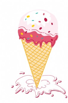 冰淇淋插画夏日冰激凌甜筒矢量漫画插画