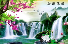 水墨中国风山水画背景墙
