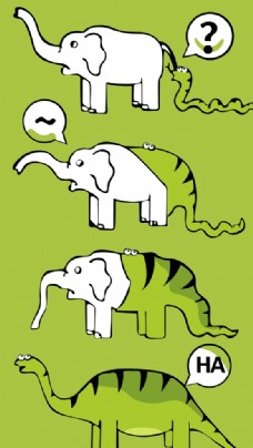 班服定制卡通漫画蛇吃象蛇大象