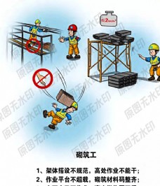 企业类安全生产各类操作员卡通一砌筑工