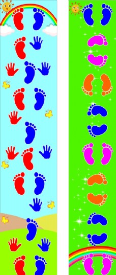 脚印设计幼儿园手脚并用游戏地贴