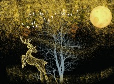 几何森林麋鹿装饰画