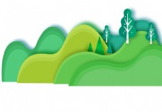 绿树山矢量图形