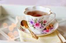 欧式花纹背景英式下午茶图片
