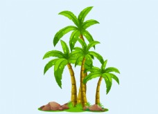 绿树椰子树手绘
