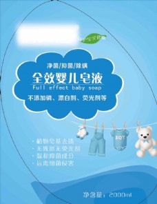 蓝色婴儿洗衣液卡通可爱包装设计