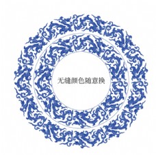 花卉装饰画中国传统龙纹无缝花边边框