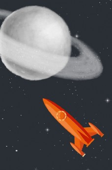 火星新中式火箭土星宇宙装饰画