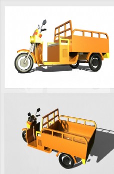 黄色三轮车模型