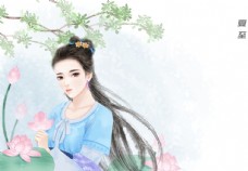 中国风节气手绘美女