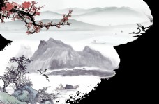 水墨中国风中国风山水水墨画插画背景素材