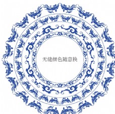2种中国传统龙凤纹无缝边框