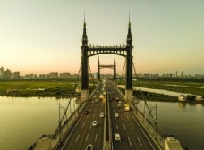 航拍哈尔滨城市风景阳明滩大桥