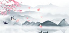沙发背景墙中国风水墨画